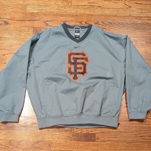 Nike Men's V-Neck San Francisco Giants Windbreaker in Gray with Orange Logo